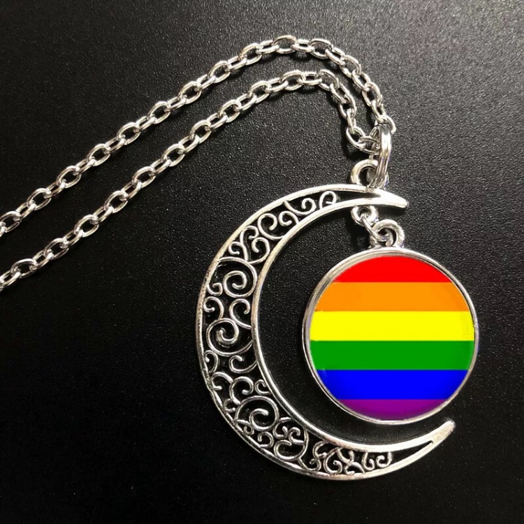 Free With Any Lgbtq Purchase Lgbtq Rainbow Crescent Moon Necklace